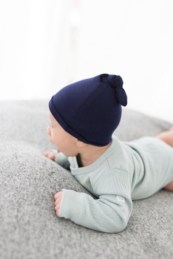 Swaddle Blanket and Hat Set - Navy Blue