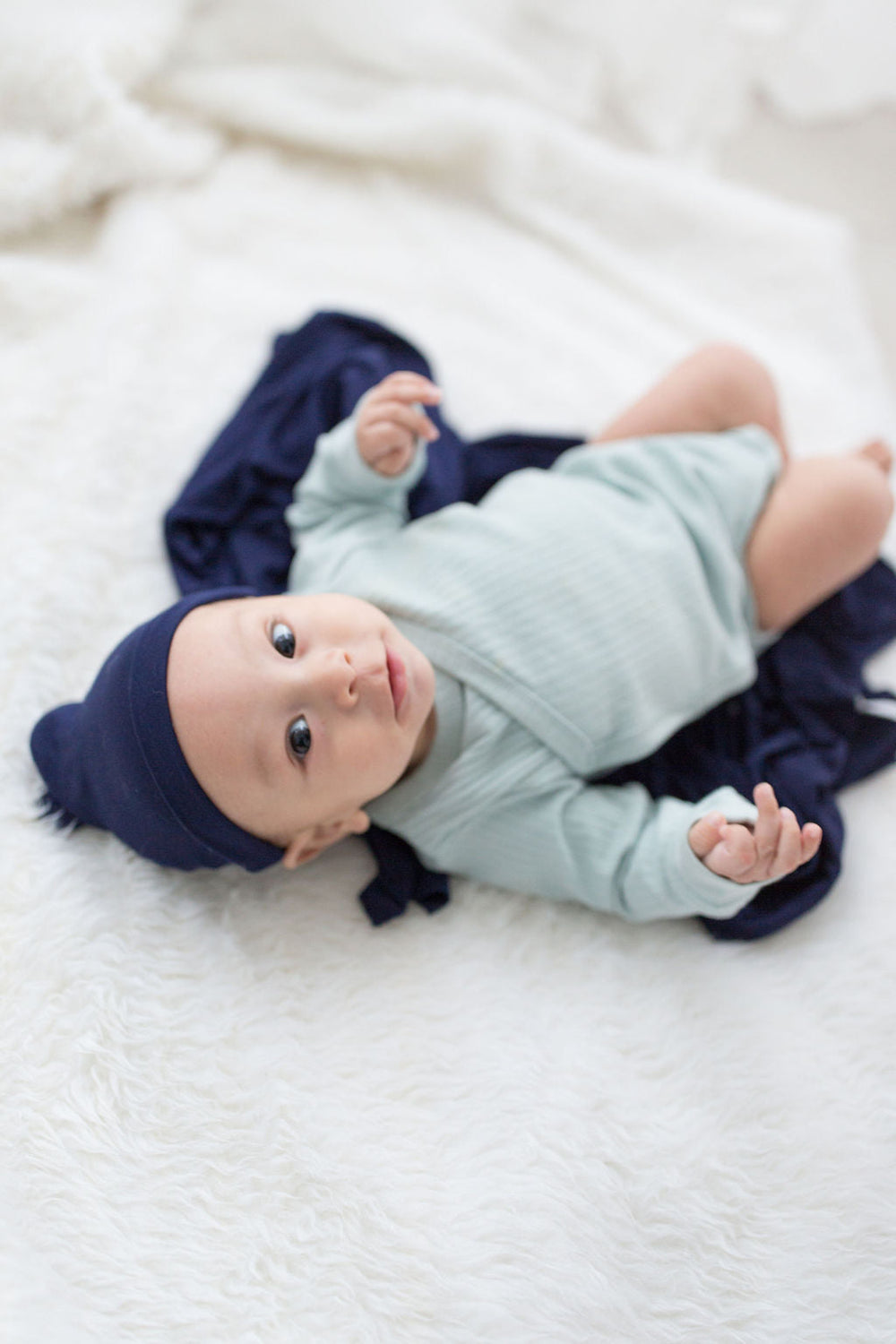 Swaddle Blanket and Hat Set - Navy Blue