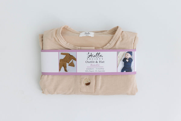 Top and Bottom Outfit Set (Newborn-12 months sizes) Sand