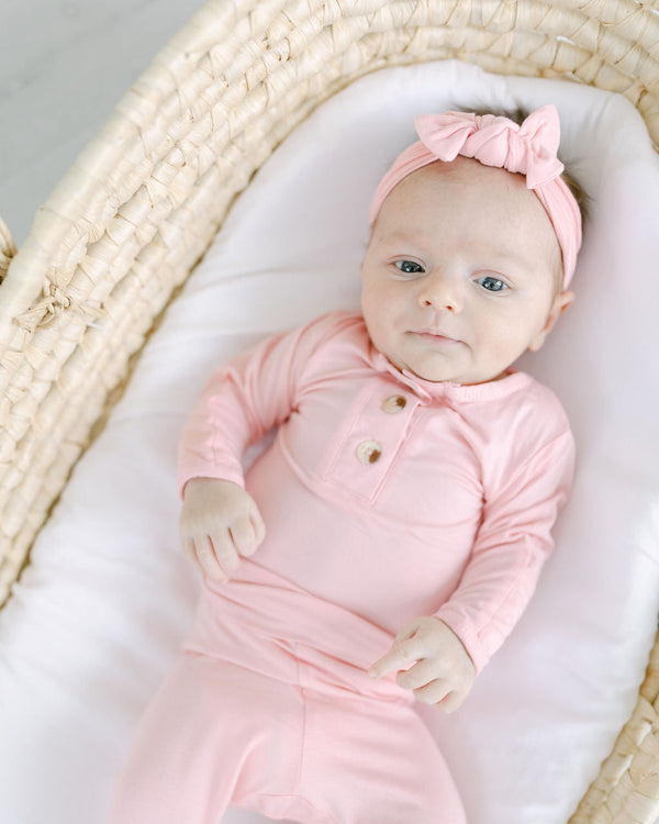 Top and Bottom Outfit, Hat and Headband Set (Newborn - 12 months) - Pink