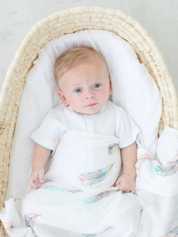 Swaddle Blanket - Bamboo and Cotton - Feather - MOOGCO Baby