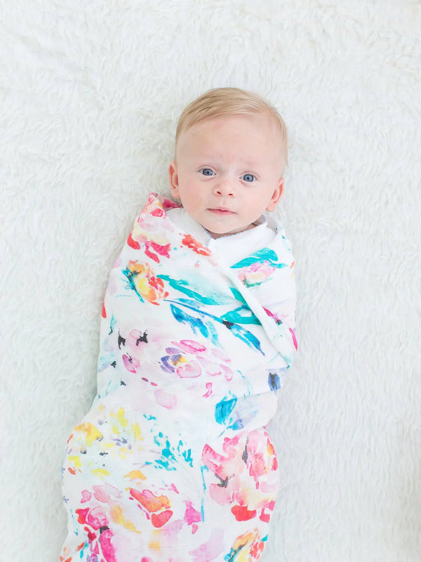 Swaddle Blanket - Bamboo and Cotton - Flora - MOOGCO Baby