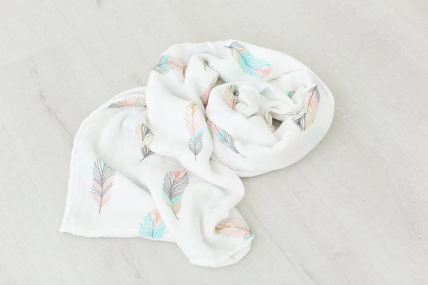 Swaddle Blanket - Bamboo and Cotton - Feather