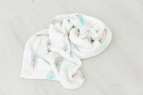 Swaddle Blanket - Bamboo and Cotton - Feather - MOOGCO Baby