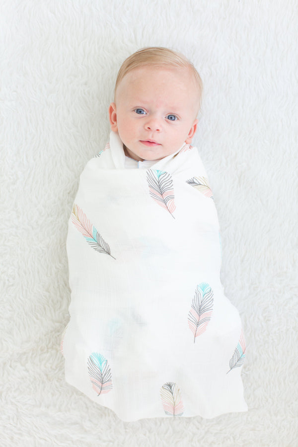 Swaddle Blanket - Bamboo and Cotton - Feather