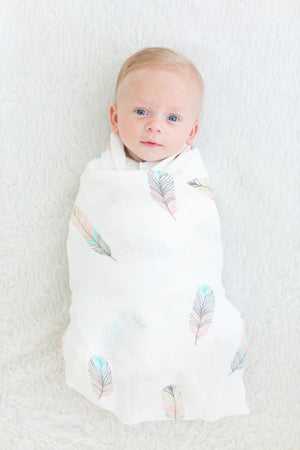 Swaddle Blanket - Bamboo and Cotton - Feather - MOOGCO Baby