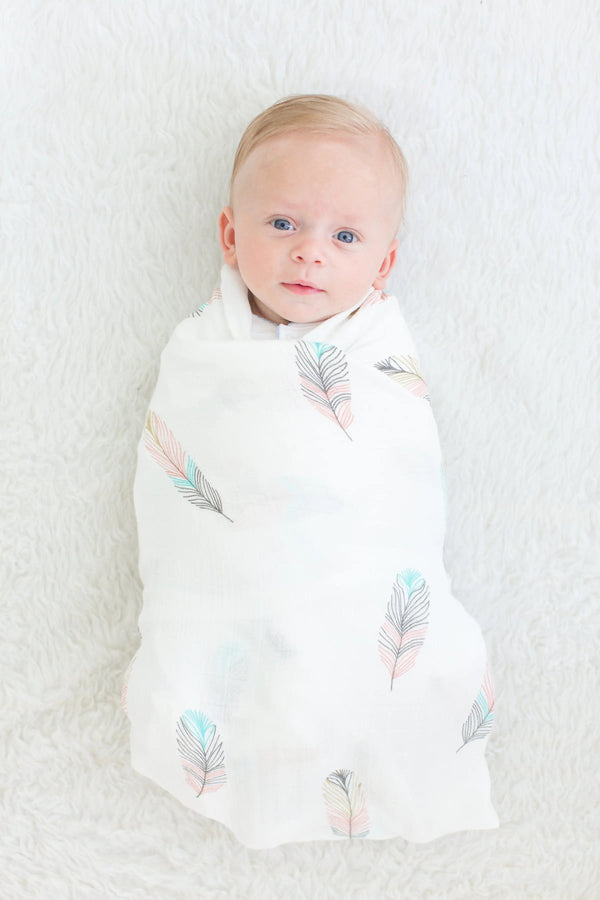Swaddle Blanket - Bamboo and Cotton - Feather - MOOGCO Baby