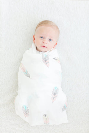 Swaddle Blanket - Bamboo and Cotton - Feather - MOOGCO Baby