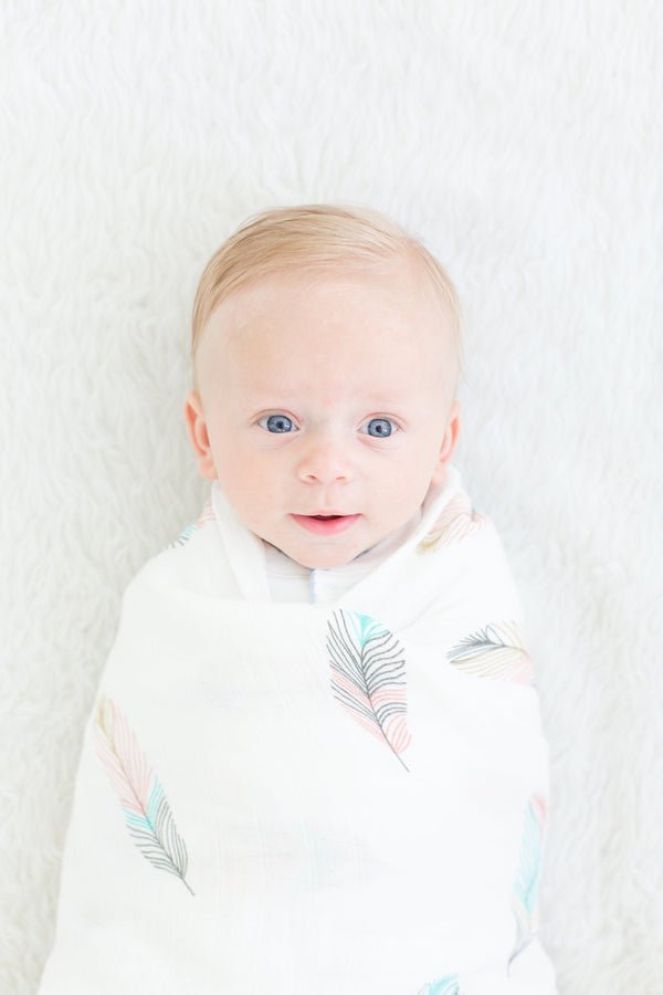 Swaddle Blanket - Bamboo and Cotton - Feather