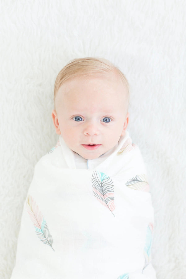 Swaddle Blanket - Bamboo and Cotton - Feather - MOOGCO Baby