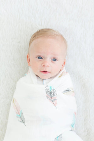 Swaddle Blanket - Bamboo and Cotton - Feather - MOOGCO Baby