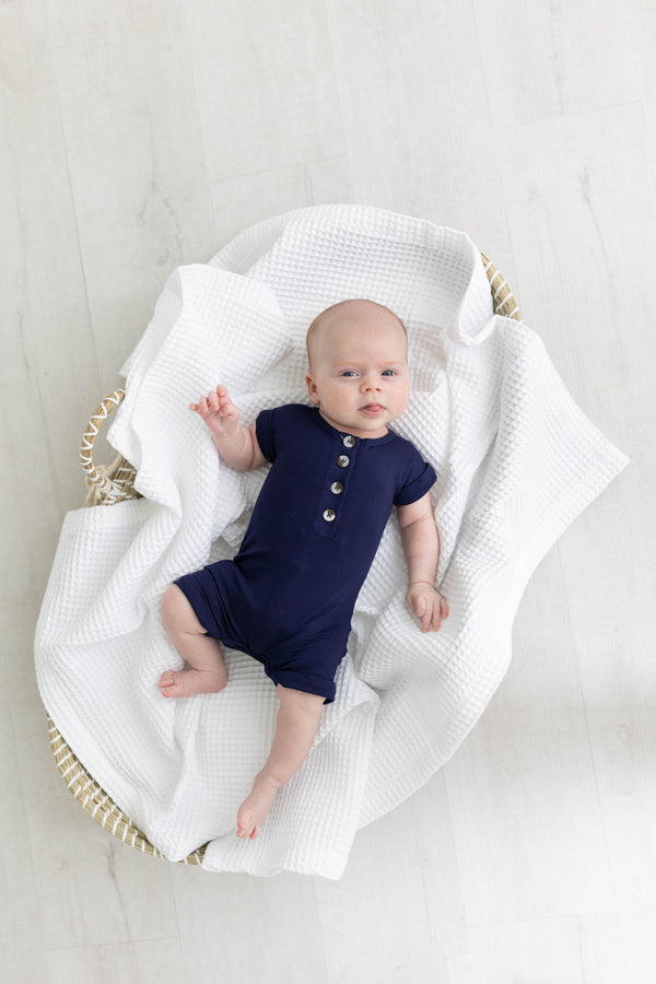 Baby Romper - (Newborn-12 months) White, Navy Blue, Pink, Camel Brown