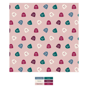 Print Coverall with 2 Way Zipper in Baby Rose Happy Gumdrops