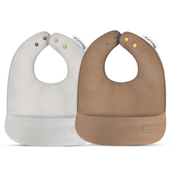 Classic - Set of Soft Vegan Leather Easy Clean Bibs 0-12 Months