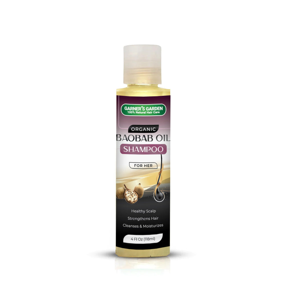 Baobab Oil Shampoo bottle on a white background, nourishing hair care for babies.