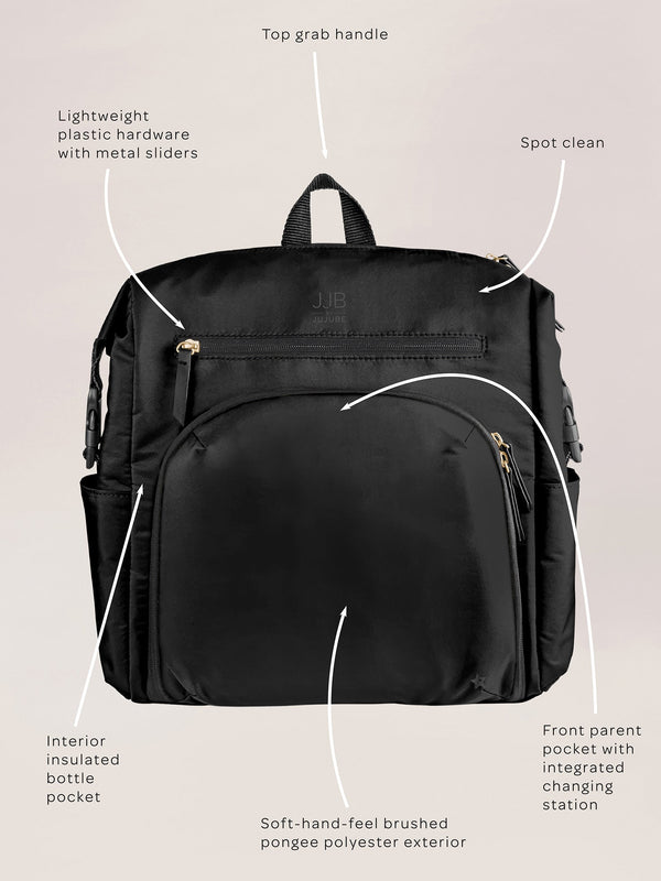 Modern Backpack Diaper Bag - Black