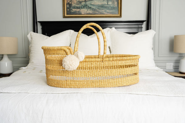 Modern Open Weave<br> African Moses Basket <br> Vegan Handle