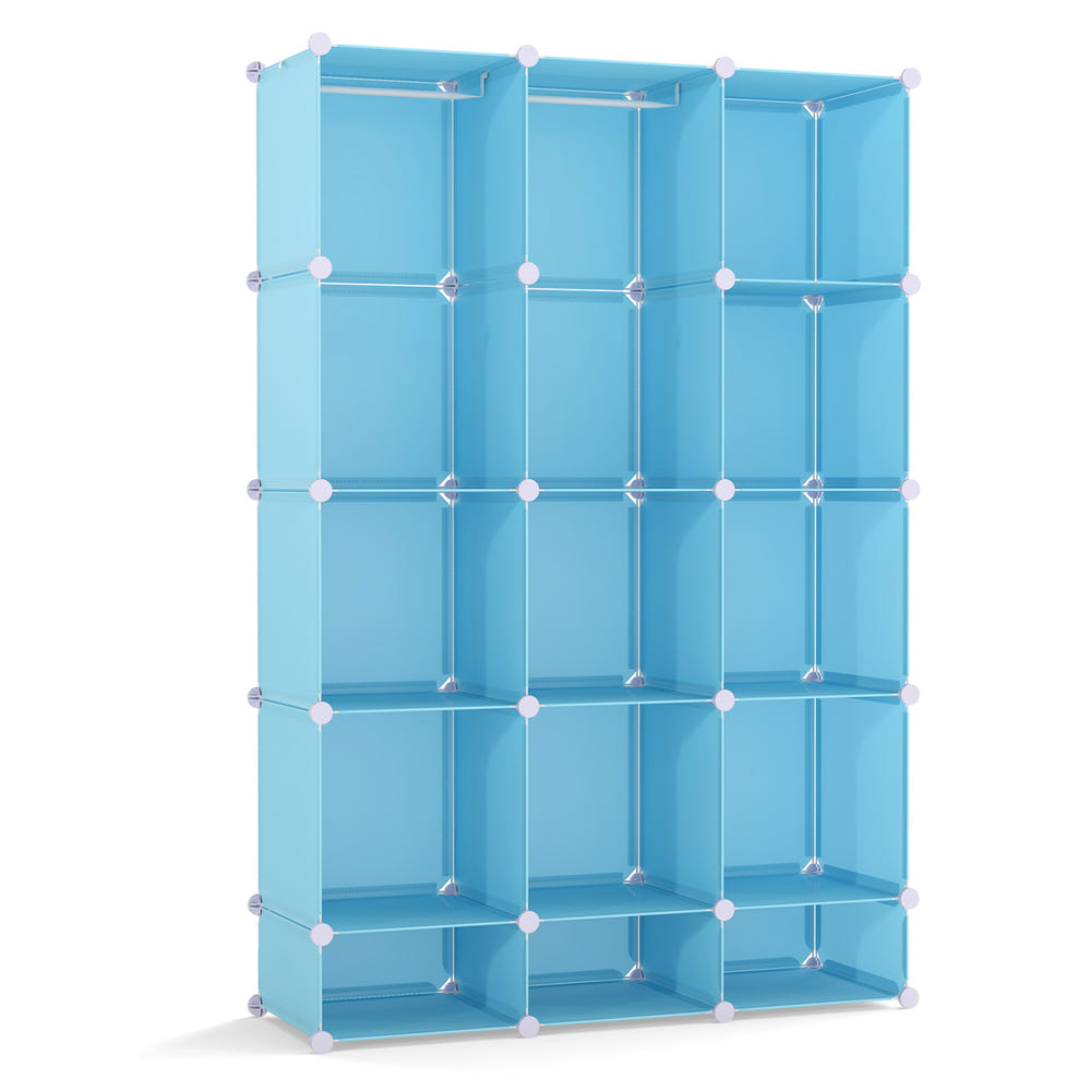 Modular Baby Wardrobe with 13 Cubes and Hanging Rod and Shelves Stackable