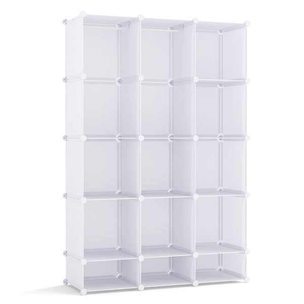 Modular Baby Wardrobe with 13 Cubes and Hanging Rod and Shelves Stackable