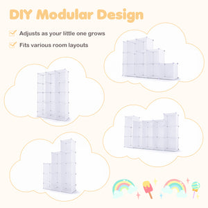 Modular Baby Wardrobe with 13 Cubes and Hanging Rod and Shelves Stackable