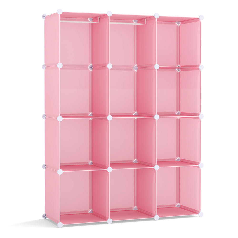 Modular Baby Wardrobe with 10 Cubes & Hanging Rod and Shelves Stackable