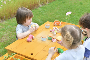 Mojave Picnic & Sand Table for kids, featuring a fun design at angle 6, perfect for outdoor play and creativity.