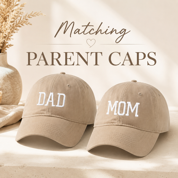Embroidered Cotton Baseball Cap MOM and DAD