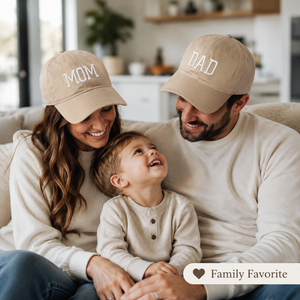 Embroidered Cotton Baseball Cap MOM and DAD