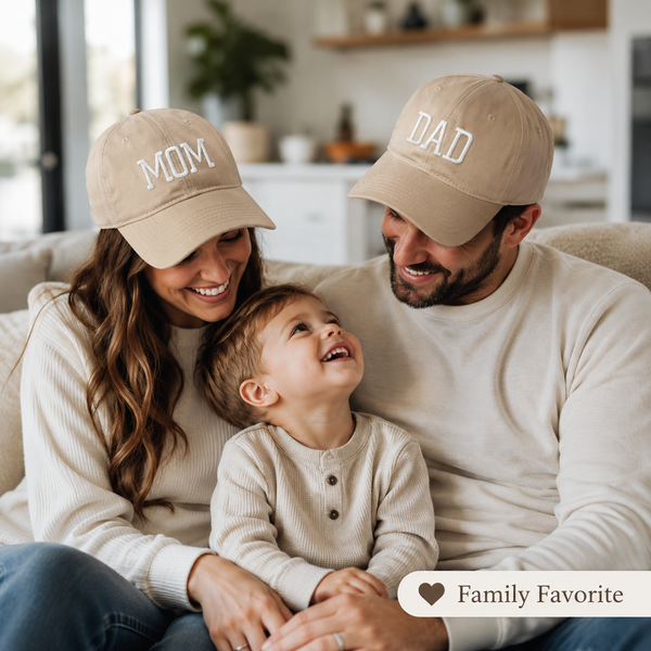 Embroidered Cotton Baseball Cap MOM and DAD