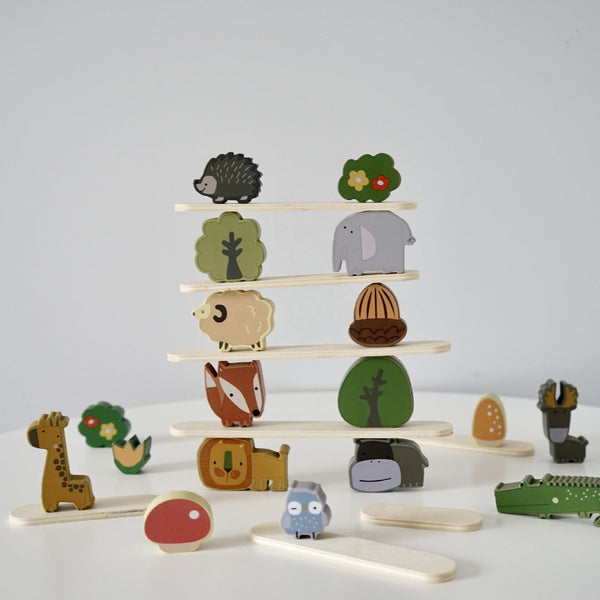 Wooden Animal Stacking Blocks: Montessori Balancing Toy for Creative Play
