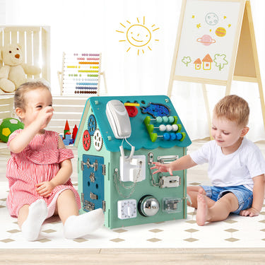 Montessori Play House with Sensory Games and Interior Storage Space for Kids