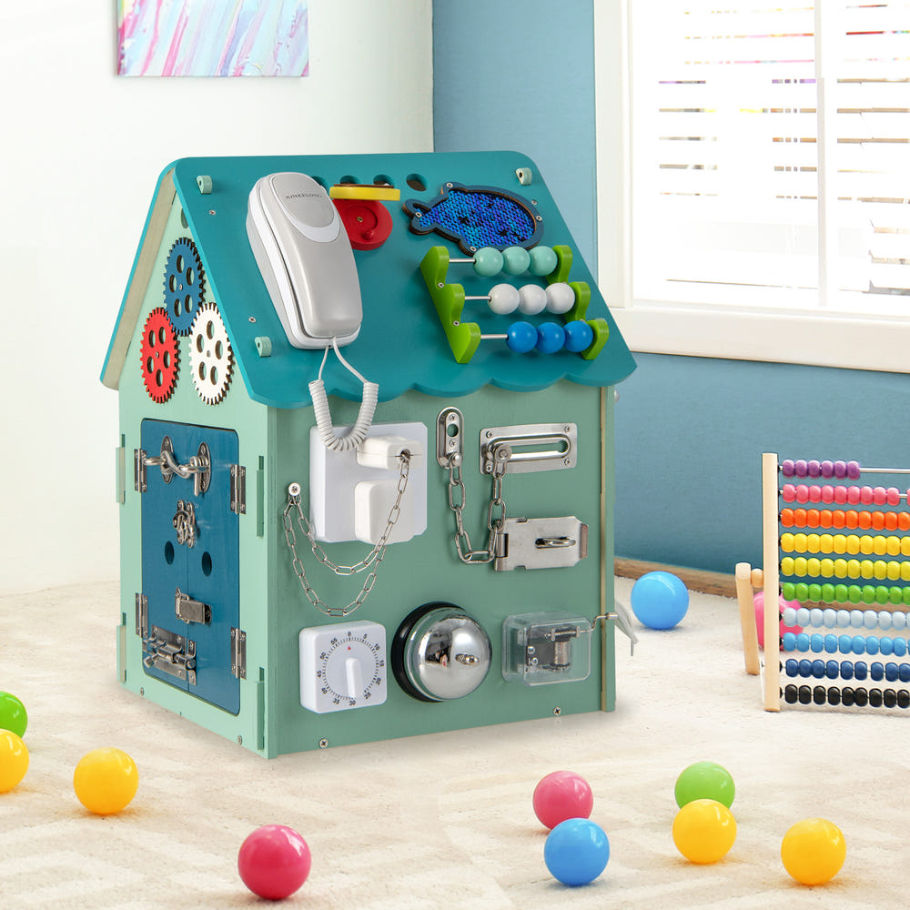 Montessori Play House with Sensory Games and Interior Storage Space for Kids