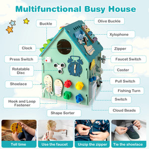 Montessori Play House with Sensory Games and Interior Storage Space for Kids