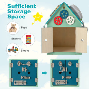 Montessori Play House with Sensory Games and Interior Storage Space for Kids