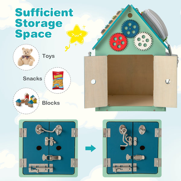 Montessori Play House with Sensory Games and Interior Storage Space for Kids