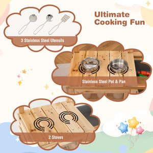 Mud Kitchen Playset with Sink and Plants Observation Room-Natural