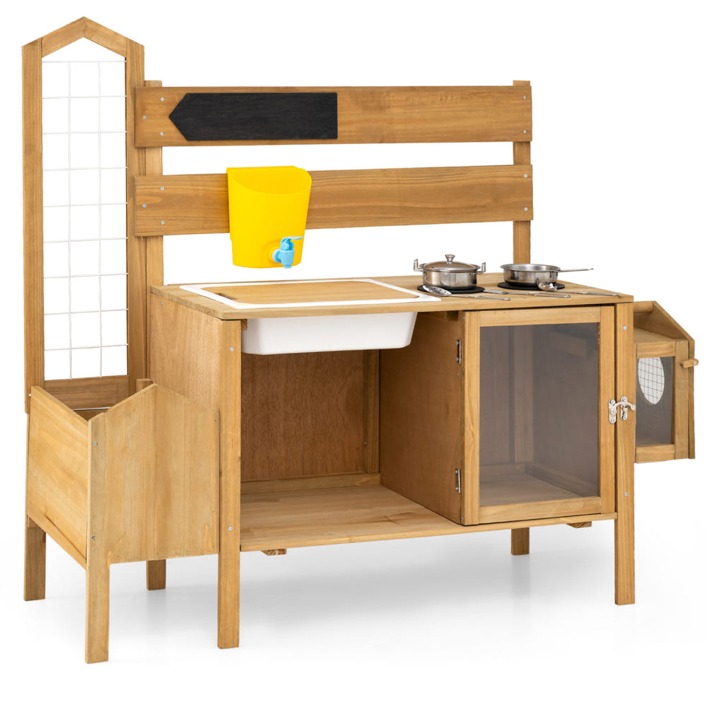 Mud Kitchen for Kids with Detachable Bird Cage and Stoves