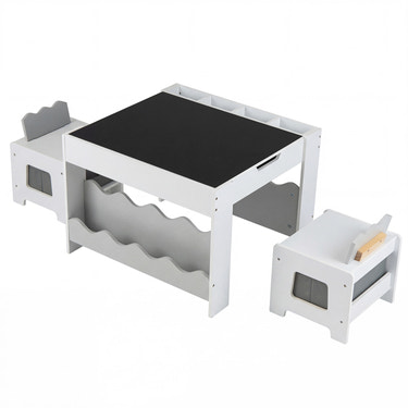 Multi-purpose Activity Kids Table and Chairs Set with Double-sided Tabletop