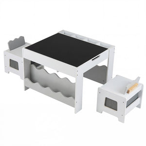 Multi-purpose Activity Kids Table and Chairs Set with Double-sided Tabletop