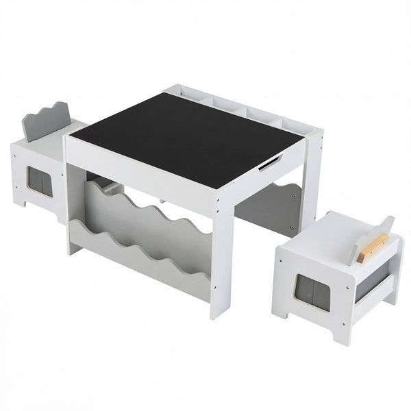 Multi-purpose Activity Kids Table and Chairs Set with Double-sided Tabletop