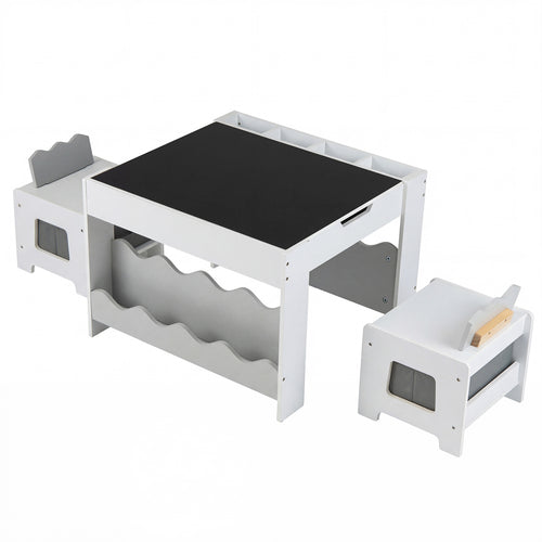 Multi-purpose Activity Kids Table and Chairs Set with Double-sided Tabletop