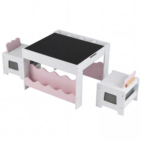 Multi-purpose Activity Kids Table and Chairs Set with Double-sided Tabletop