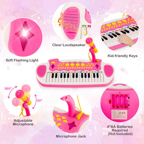 31-Key Kids Piano Keyboard Toy with Microphone and Multiple Sounds for Age 3+