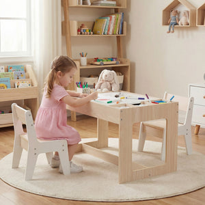 Multifunctional Kids Table and 2 Chairs Set with Chalkboard