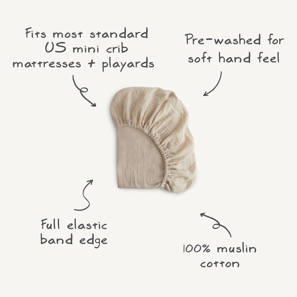 Mini Muslin Crib Sheet for a cozy and breathable sleep environment for your baby.