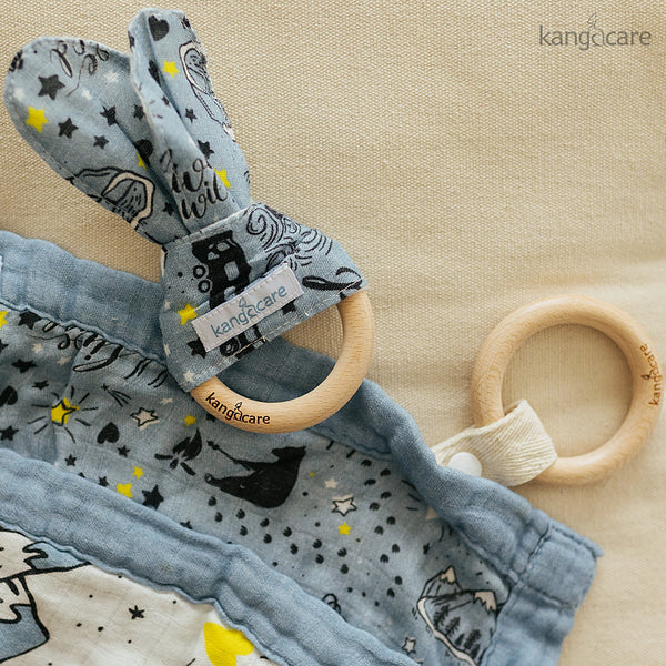 Kanga Care Muslin Crinkle Bunny Ear Teething Ring :: Wander