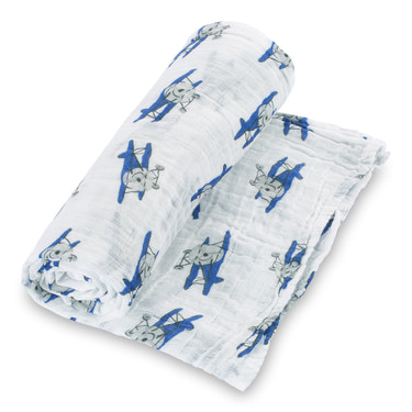 Up, Up, Up and Away Airplane Baby Muslin Swaddle Blanket - MOOGCO Baby