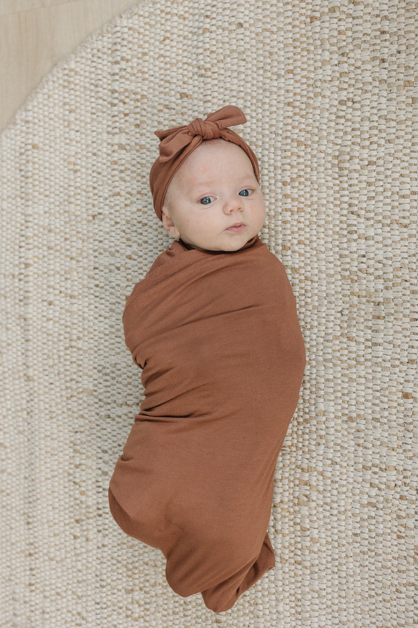 Rust Bamboo Hat OR Head Wrap Set - MOOGCO Baby