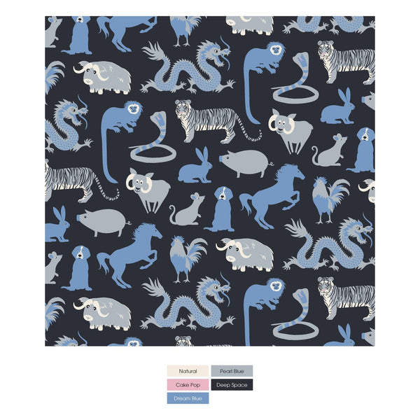 Print Coverall with 2 Way Zipper in Deep Space Chinese Zodiac