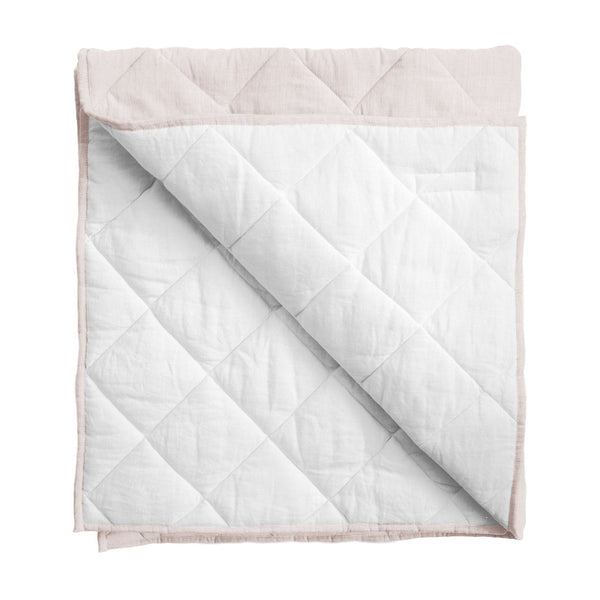 Play mat | blossom pink and white linen, reversible